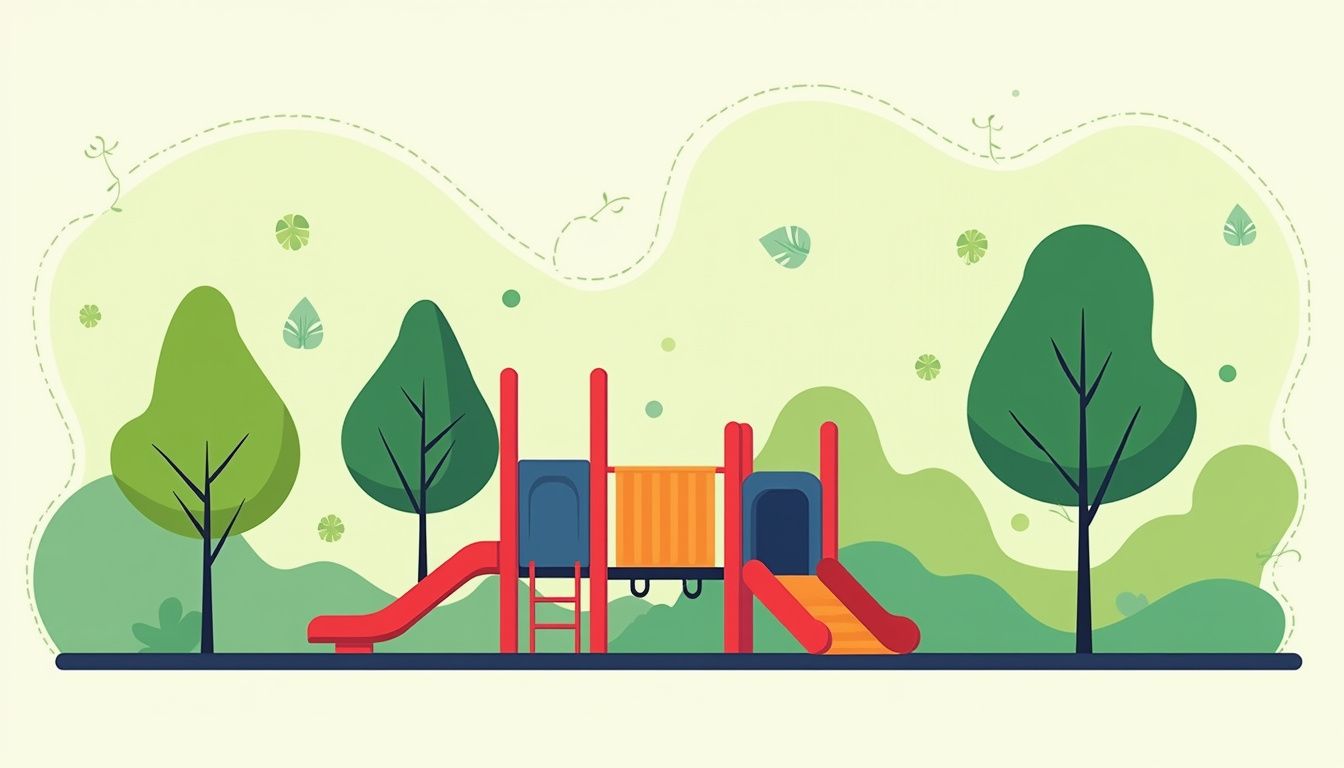 Moderne platte illustratie van een senioren speelplaats met kleurrijke apparatuur. Moderne platte illustratie van een senioren speelplaats met kleurrijke apparatuur.